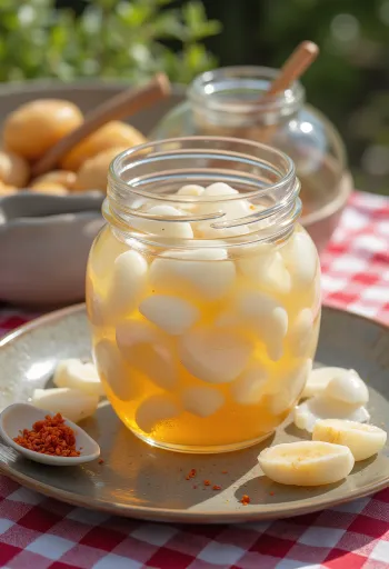 Dongchimi - víz alapú retek kimchi, frissen készítve, tányéron tálalva