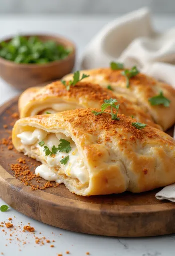 Joghurtos-fűszeres calzone aranybarnára sütve