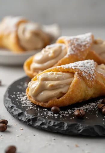 Kávés cannoli tálalva