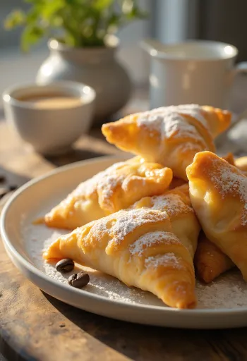 Kávés-tejszínes samosa tálalva