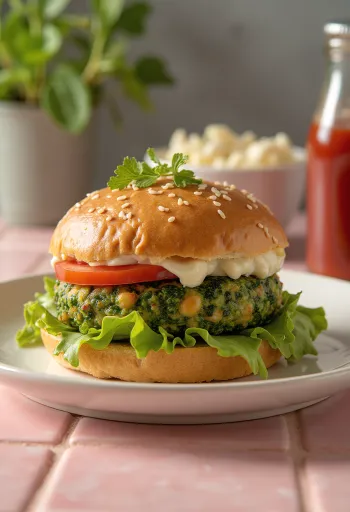 Spenótos burger friss zöldségekkel