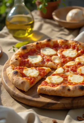 Töltött szélű Margherita pizza tálalva