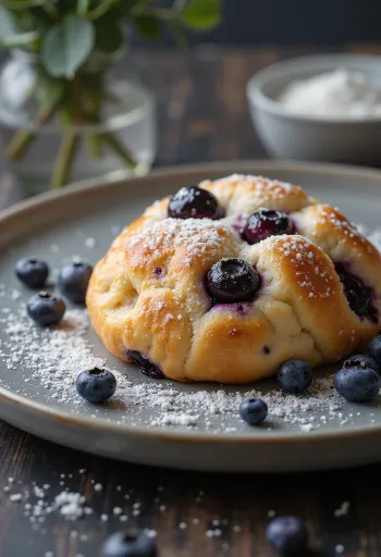 Bannock áfonyával, puha és gazdag ízű tészta, friss áfonyával tálalva