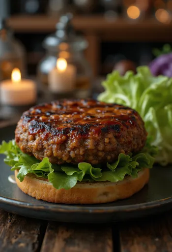BBQ grillezett lencseburger tálalva