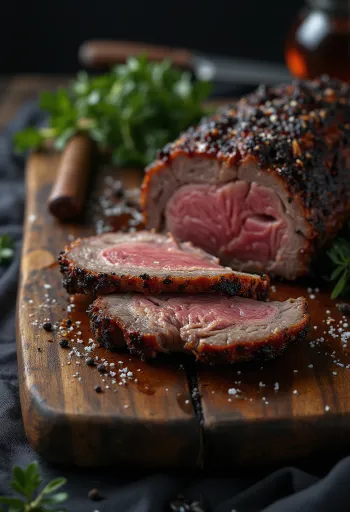 BBQ marhaszegy tálalva szálakra tépve és sült krumplival
