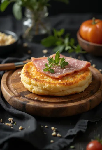 Crumpet sonkával aranybarna, puha sütemények