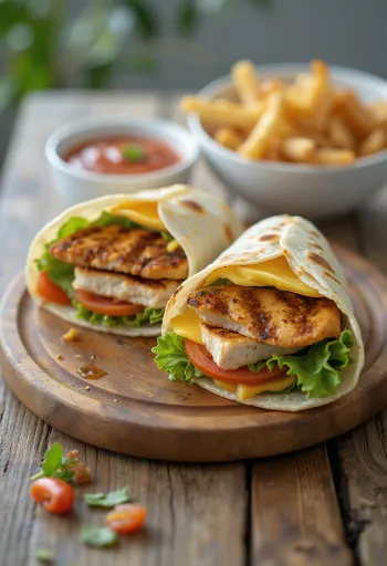 Csirkés wrap friss zöldségekkel, grillezett csirkemellel és joghurtos öntettel