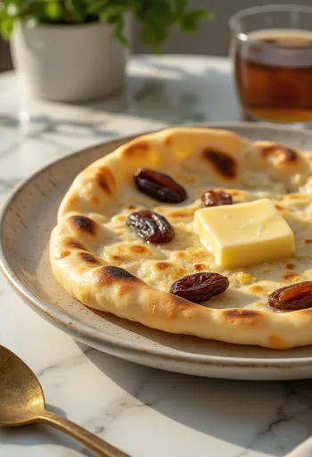 Datolyás naan kenyér tálalva