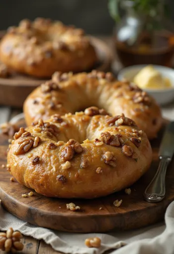 Diós bagel tálalva