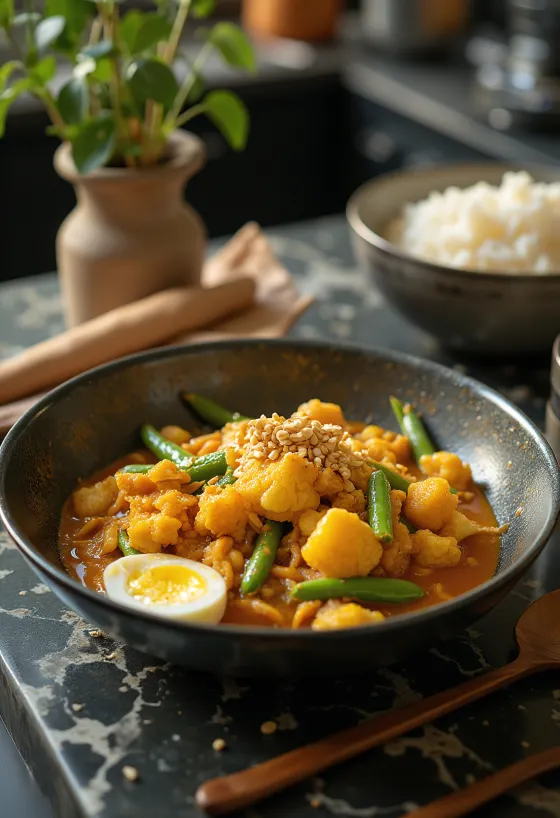 Kare-Kare vegán változat, frissen tálalva