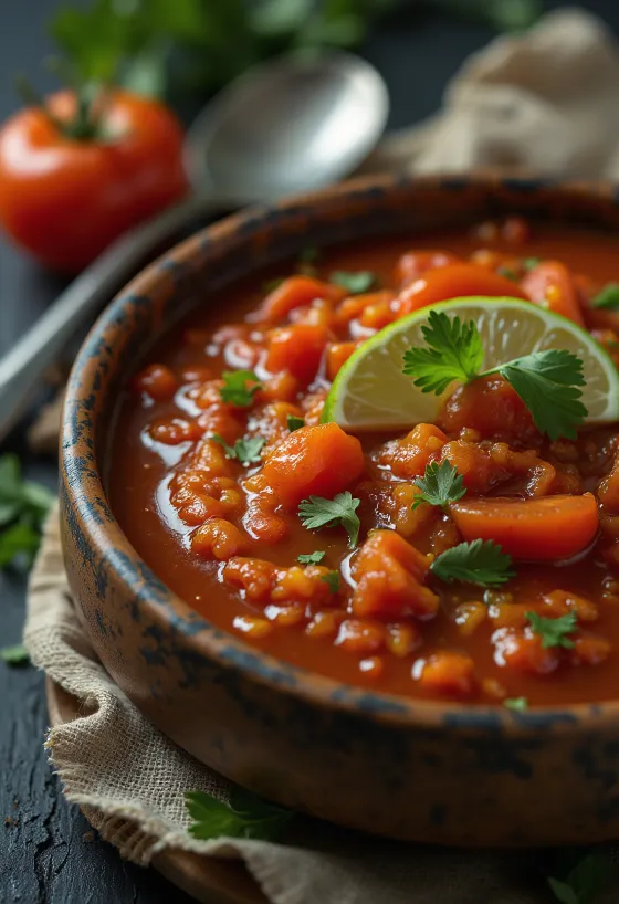 Paradicsomos chilis lime szósz tálalva