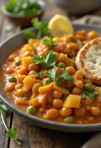 Pav bhaji vegán változatban, pirított zsemlével és friss korianderrel díszítve