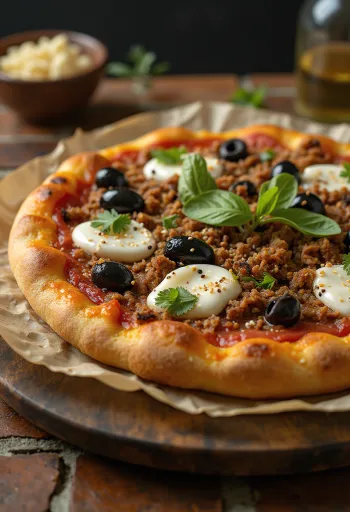 Egyiptomi stílusú húsos pizza római köménnyel és szezámmaggal