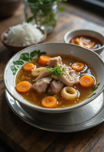 Souse sertéslábakkal tálalva friss petrezselyemmel