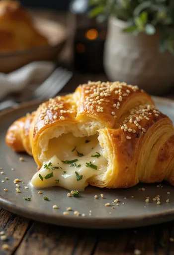 Trappistás croissant tálalva