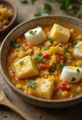 Bicol Express padlizsánnal, egy tálban gazdag, kókuszos zöldségekkel