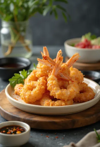 Ebi fry shichimi togarashival, ropogós garnélarák citrommal és shichimi togarashi fűszerrel