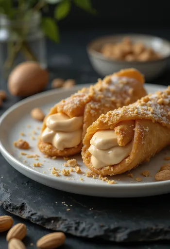 Földimogyorós cannoli tálalva