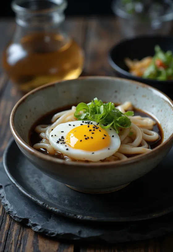 Hadaka Udon tál hideg tojással és szójaszósszal