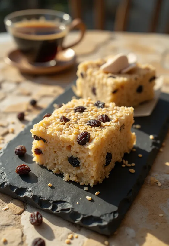 Halva mazsolával, édes és szezámmagos desszert
