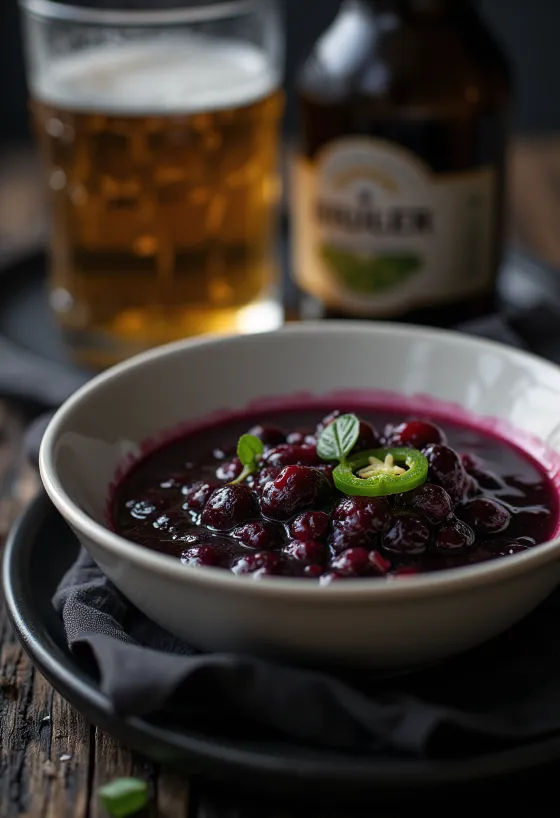 Jalapeños gyümölcsös sörmártás tálalva