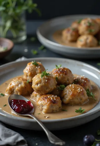 Köttbullar tálalva