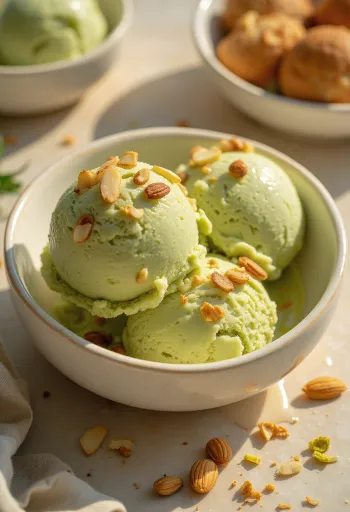 Pistachio Almond Ice Cream tálalva