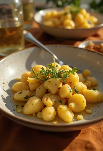 Rozmaringos gnocchi tálalva
