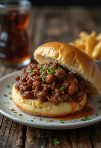 Worcestershire szósszal készült Sloppy Joe szendvics, gazdagon elhelyezett darálthúsos töltelékkel