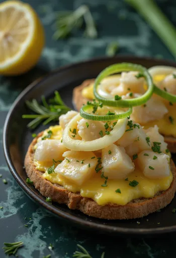 Surströmming vajas laposkenyéren póréhagymával és friss petrezselyemmel