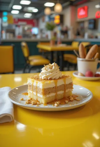 Tres leches karamellel, tejjel átitatott piskóta fehér tányéron