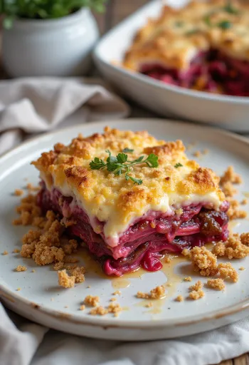 Vegán padlizsán muszaka céklával