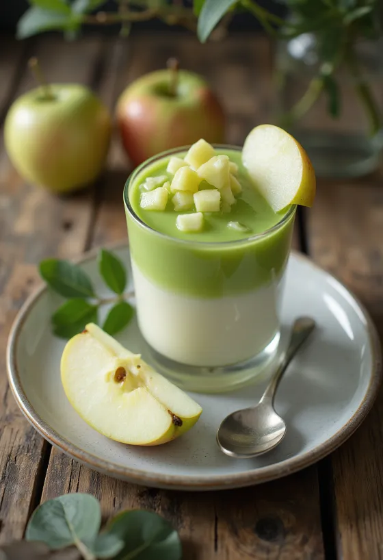 Zöldalmás panna cotta pohárban