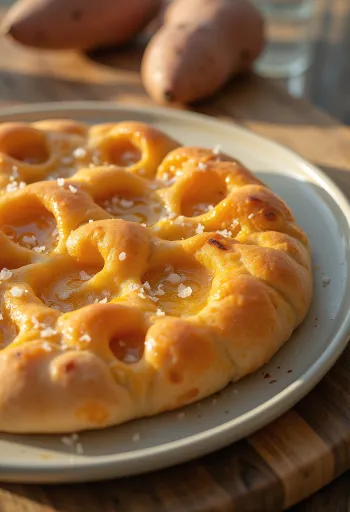 Édesburgonyás focaccia tálalva