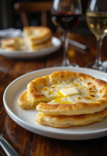 Khachapuri pancake sajttal tálalva