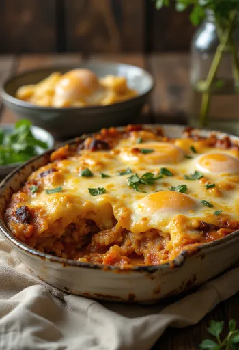 Vegán padlizsán muszaka bulgurral tálalva