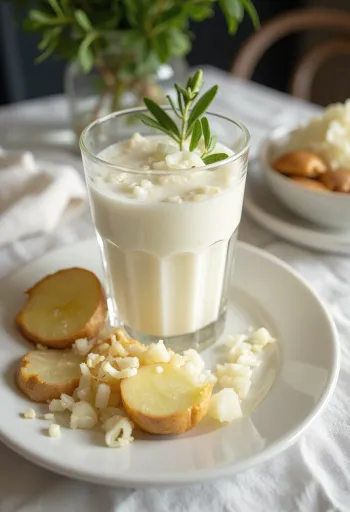 Probiotikus hagyma-gyömbéres kefir poharakban, világos színű ital