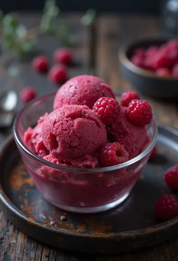Raspberry Sorbet tálalva