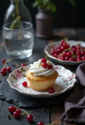 Ribizlis cupcake tálalva