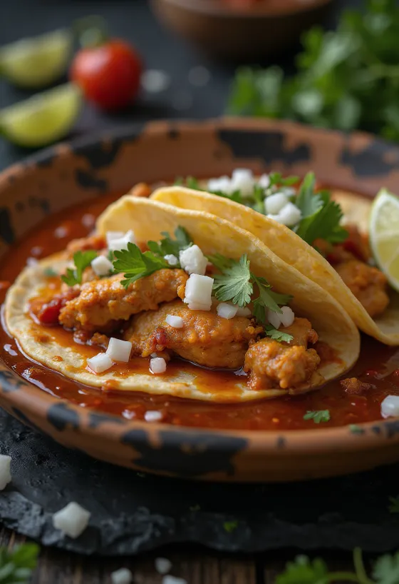 Tacos de Pollo con Salsa de Guajillo tálalva