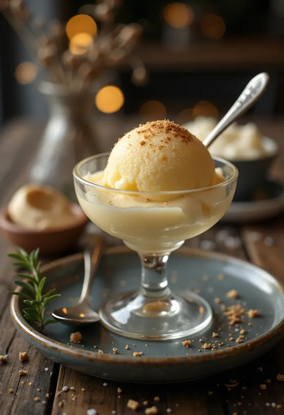 Tojáslikőrös sorbet házi készítésű krémes desszert