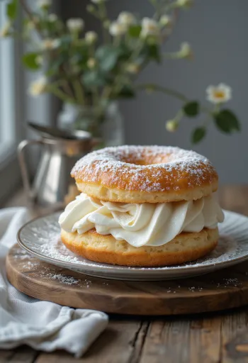 Cream Doughnut tálalva porcukorral