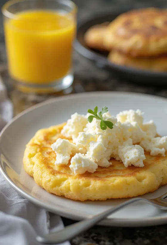 Crumpet túróval aranybarna, puha sütemények