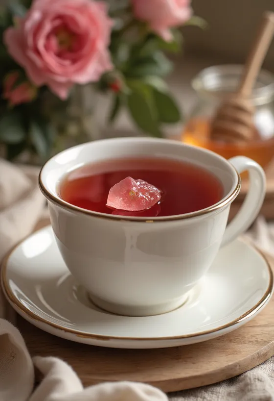 Csipkebogyó tea pohárban tálalva