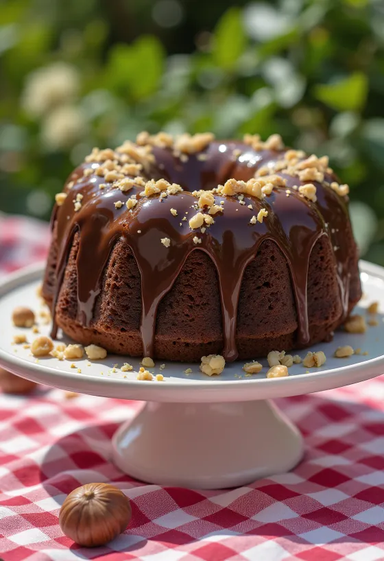 Csokis-mogyorós trüffel torta szeletelve tálalva