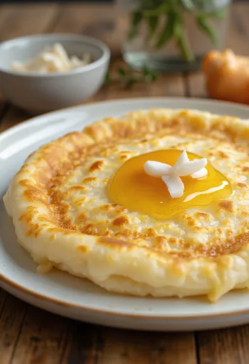Honey Appam mézzel, friss banán és kókusztej ízesítéssel tálalva