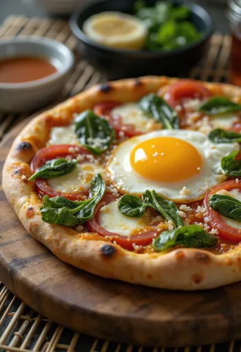 Fiorentina pizza spenóttal, tojással és parmezánnal