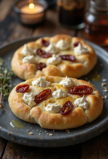 Ricottás és szárított paradicsomos focaccia tálalva