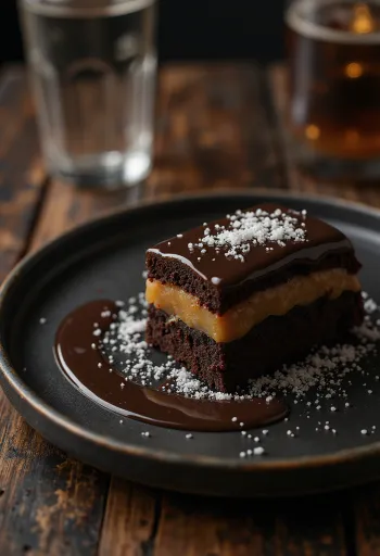 Sós karamellás trüffel torta szeletekkel tálalva