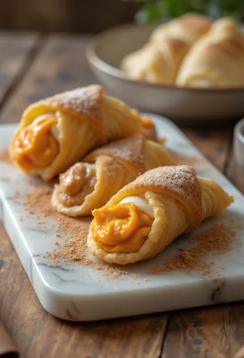 Sütőtökös-fahéjas cannoli tálalva